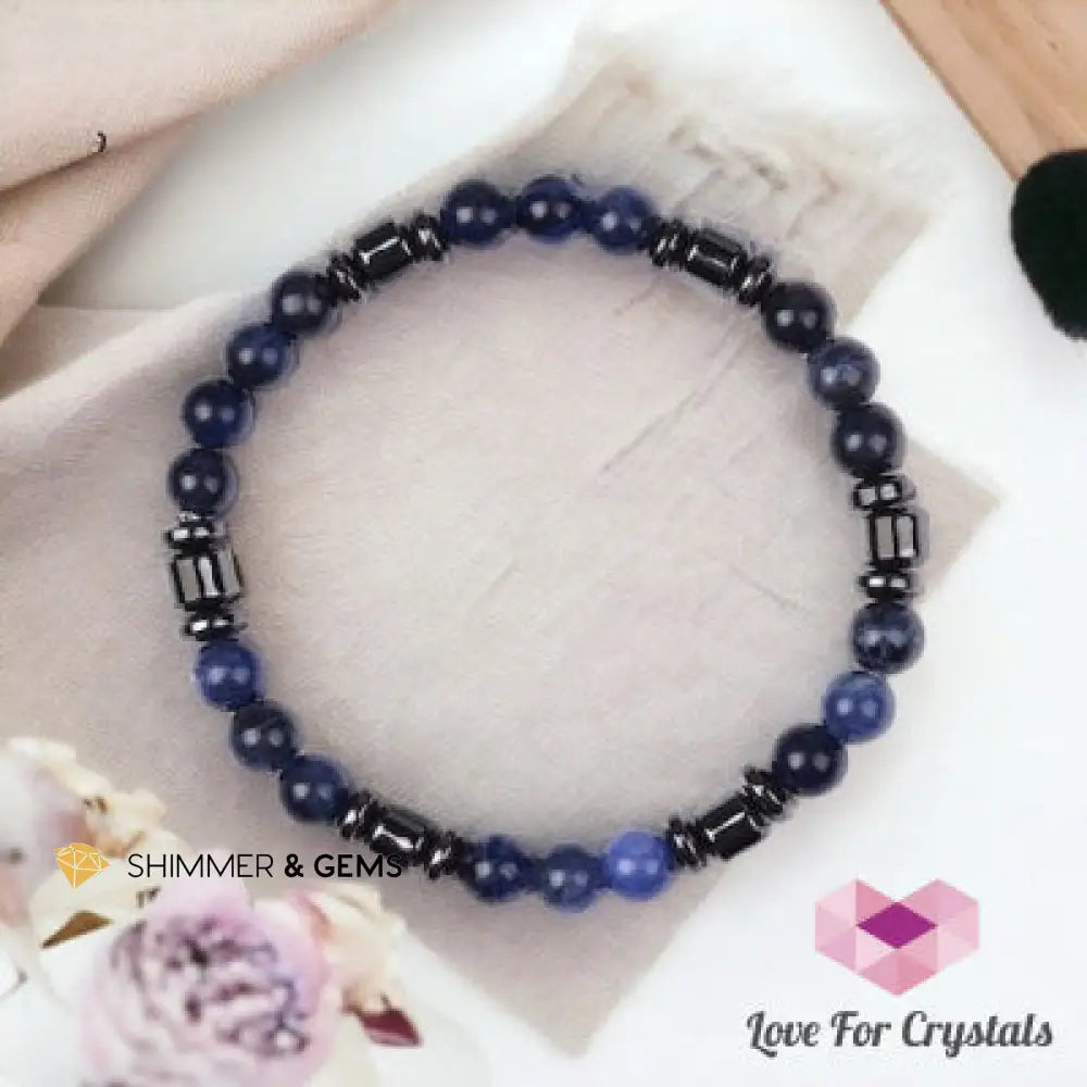 Calming Bracelet (Blue Sodalite and Hematite) 6” Bracelets