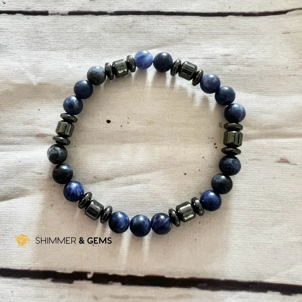 Calming Bracelet (Blue Sodalite and Hematite) Bracelets