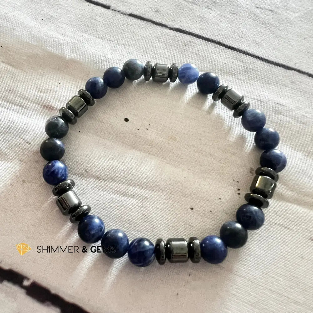 Calming Bracelet (Blue Sodalite and Hematite) Bracelets