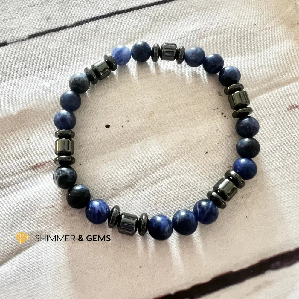Calming Bracelet (Blue Sodalite and Hematite) Bracelets