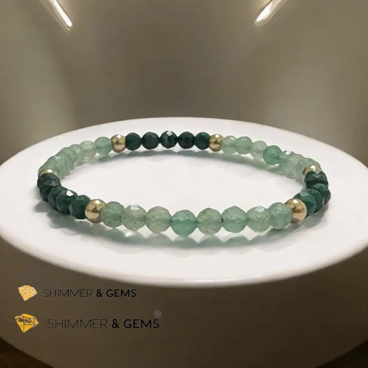 Career Breakthrough 4mm Bracelet with Stainless Steel Beads (Malachite & Aventurine) 5.5” Bracelets