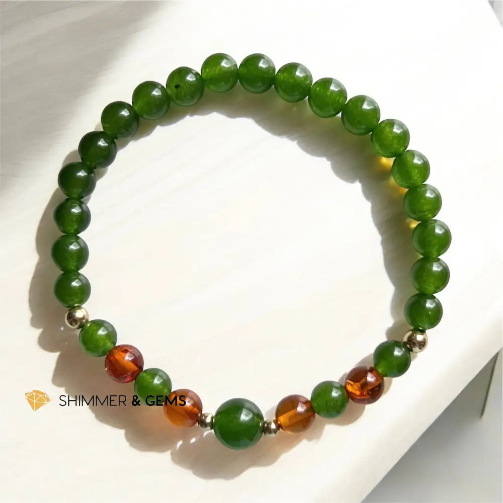 Career Luck Bracelet 6mm (Amber & Jade) 5.5” Bracelets