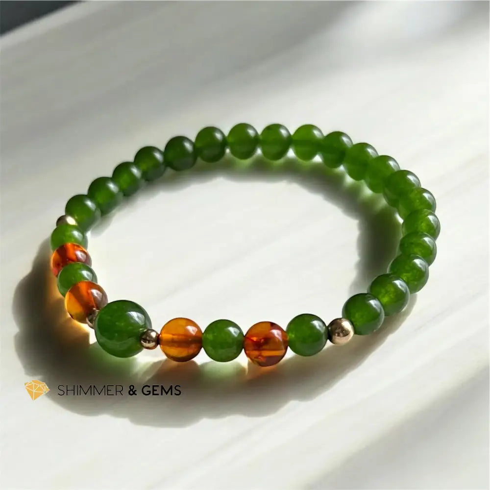 Career Luck Bracelet 6mm (Amber & Jade) Bracelets