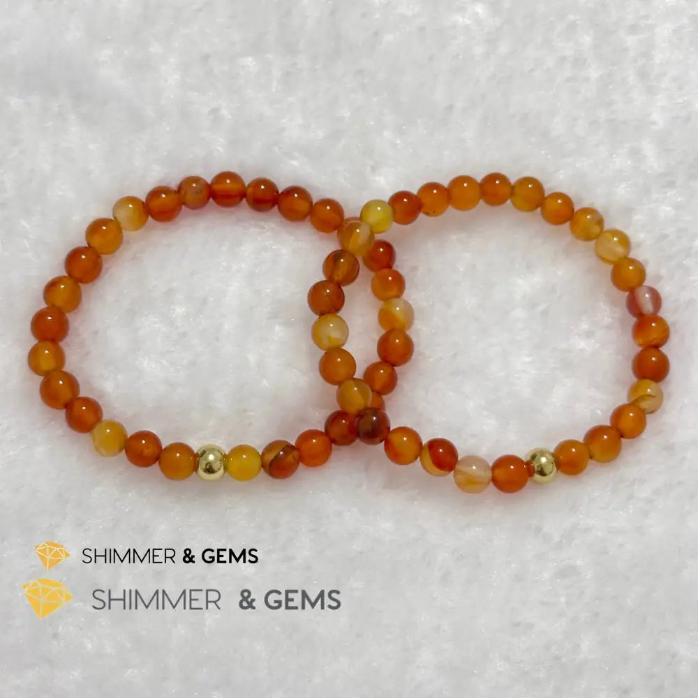 Carnelian 6mm Bracelet with 14k gold filled bead Bracelets