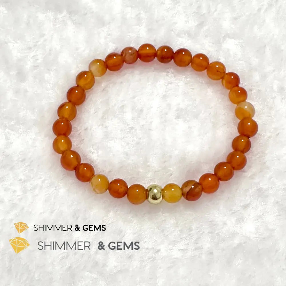 Carnelian 6mm Bracelet with 14k gold filled bead Bracelets