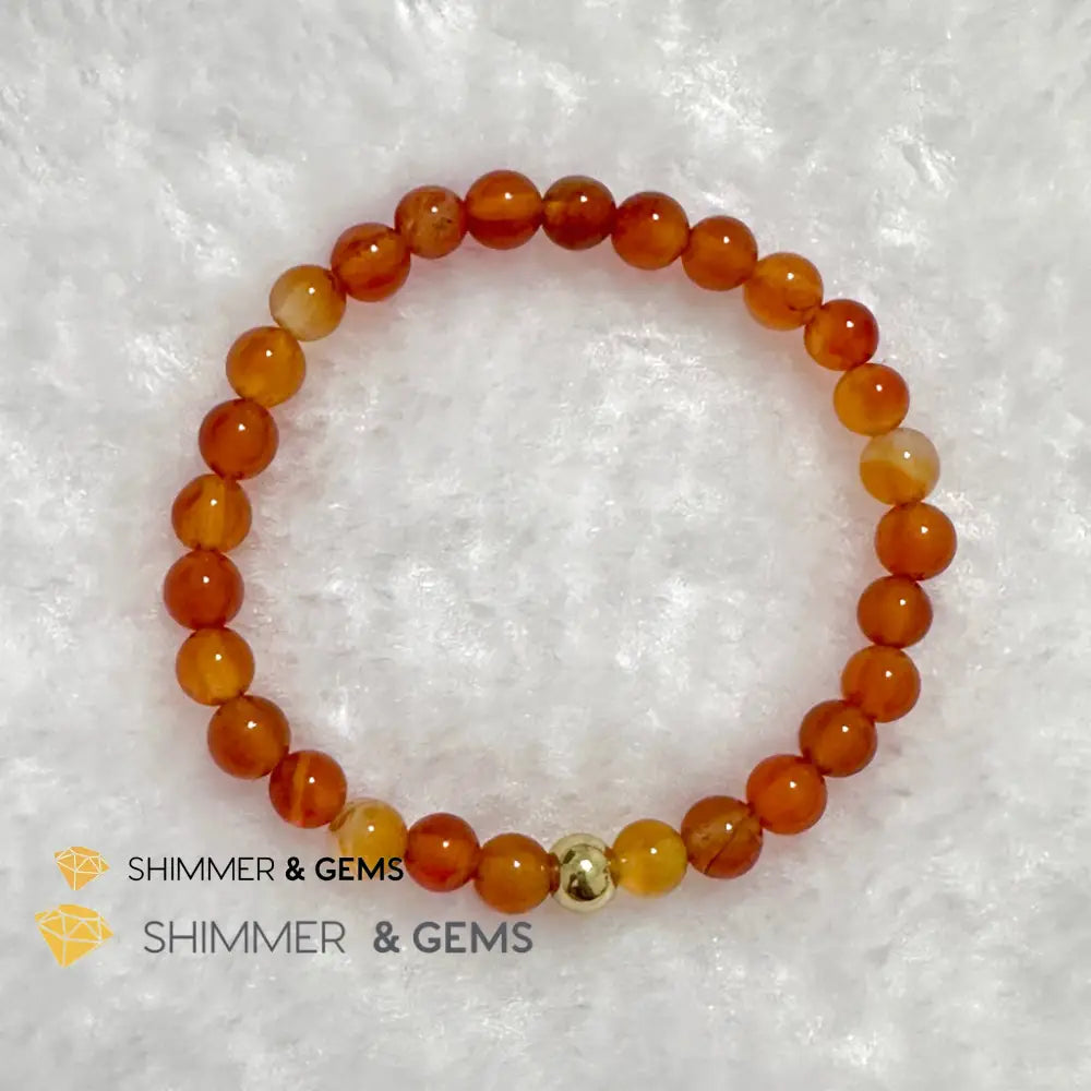Carnelian 6mm Bracelet with 14k gold filled bead Bracelets