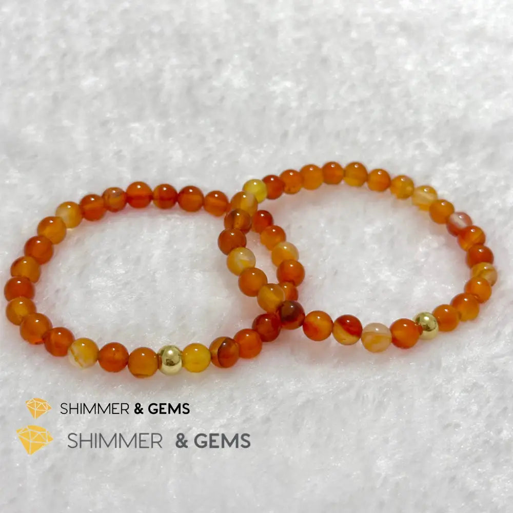 Carnelian 6mm Bracelet with 14k gold filled bead Bracelets