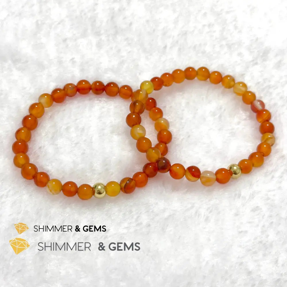 Carnelian 6mm Bracelet with 14k gold filled bead Bracelets