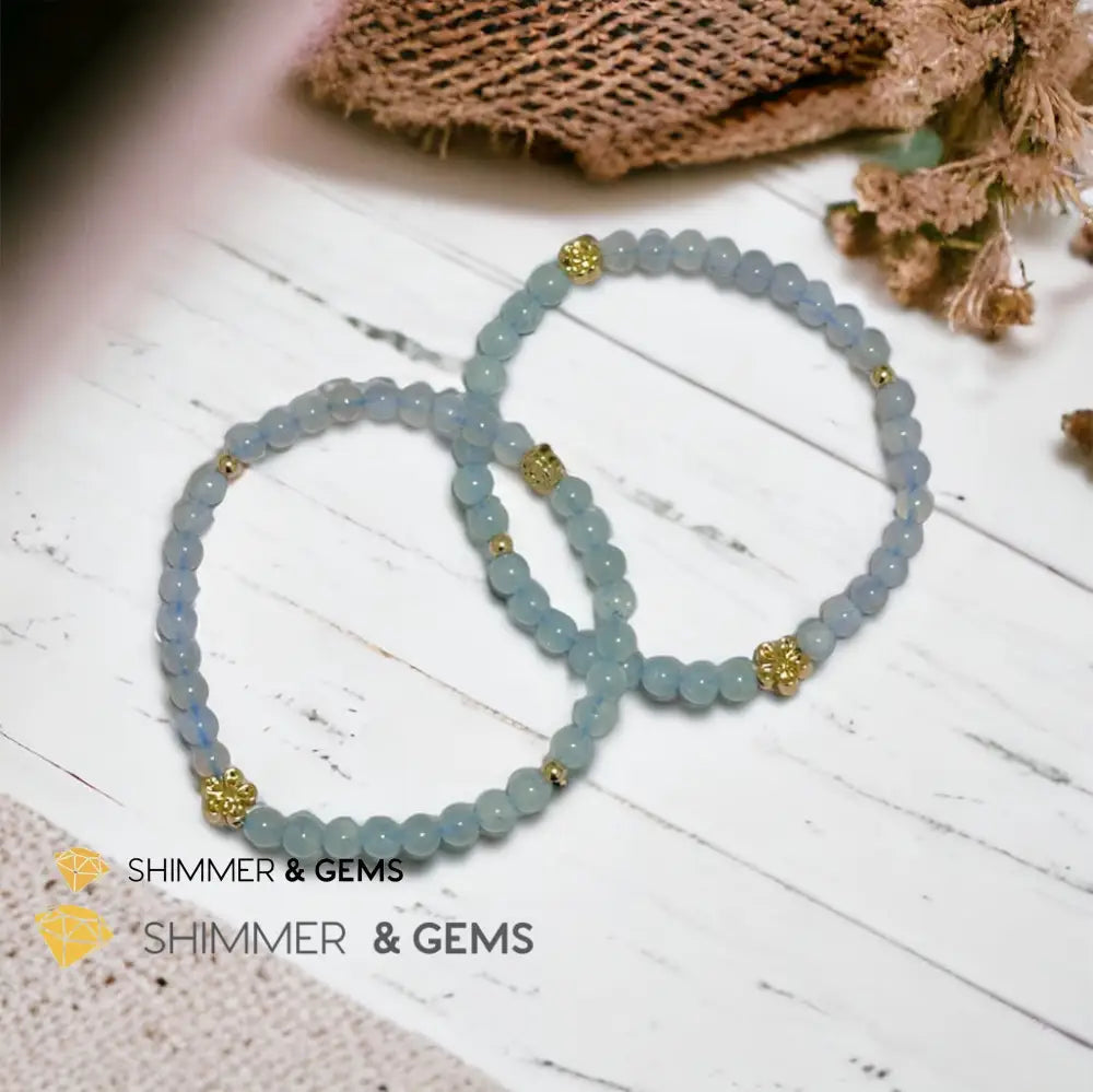 Cash Flow 4mm Bracelet (2024 Feng Shui) Aquamarine & Chalcedony Bracelets