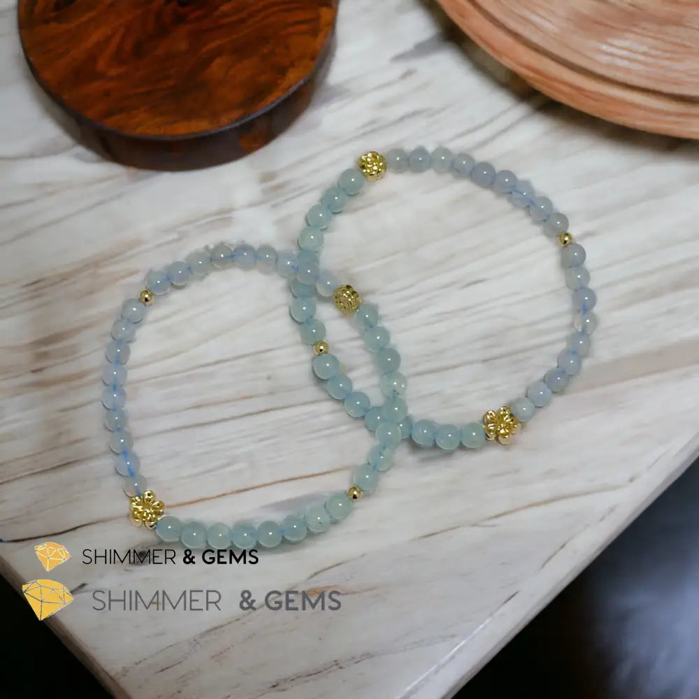 Cash Flow 4mm Bracelet (2024 Feng Shui) Aquamarine & Chalcedony Bracelets