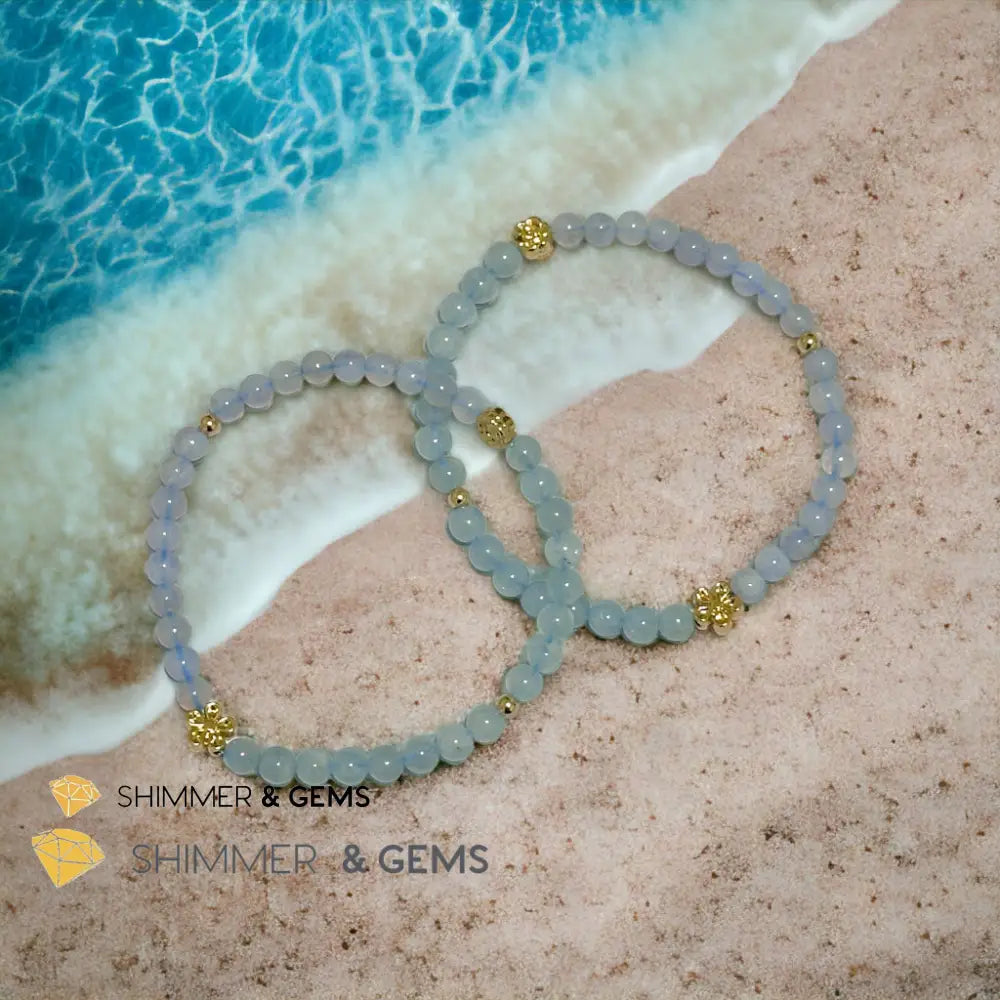 Cash Flow 4mm Bracelet (2024 Feng Shui) Aquamarine & Chalcedony Bracelets