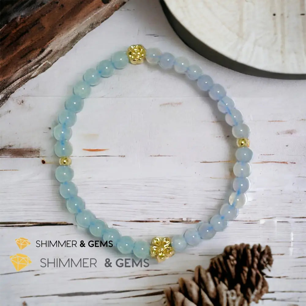 Cash Flow 4mm Bracelet (2024 Feng Shui) Aquamarine & Chalcedony Bracelets