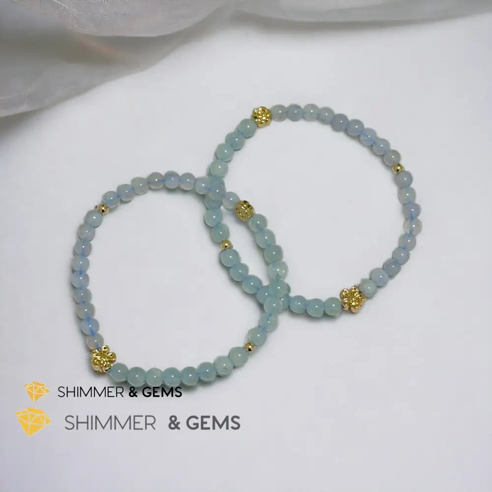 Cash Flow 4mm Bracelet (2024 Feng Shui) Aquamarine & Chalcedony Bracelets