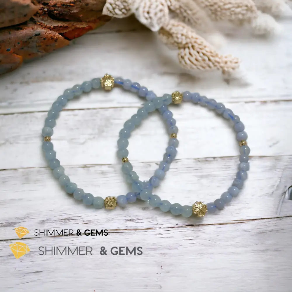 Cash Flow 4mm Bracelet (2024 Feng Shui) Aquamarine & Chalcedony Bracelets