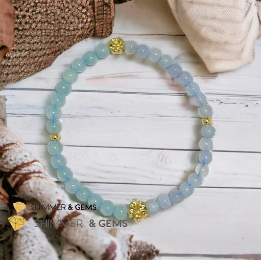 Cash Flow 4mm Bracelet (2024 Feng Shui) Aquamarine & Chalcedony Bracelets
