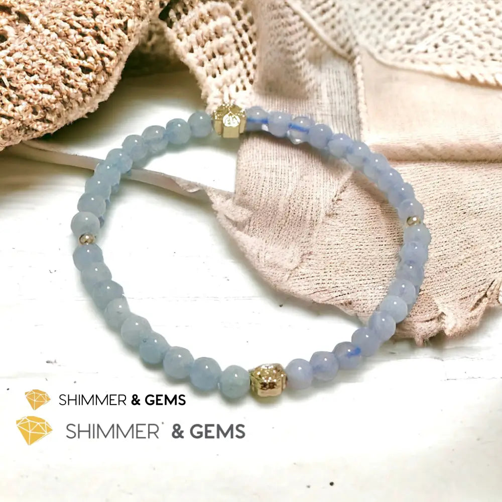 Cash Flow 4mm Bracelet (2024 Feng Shui) Aquamarine & Chalcedony Bracelets