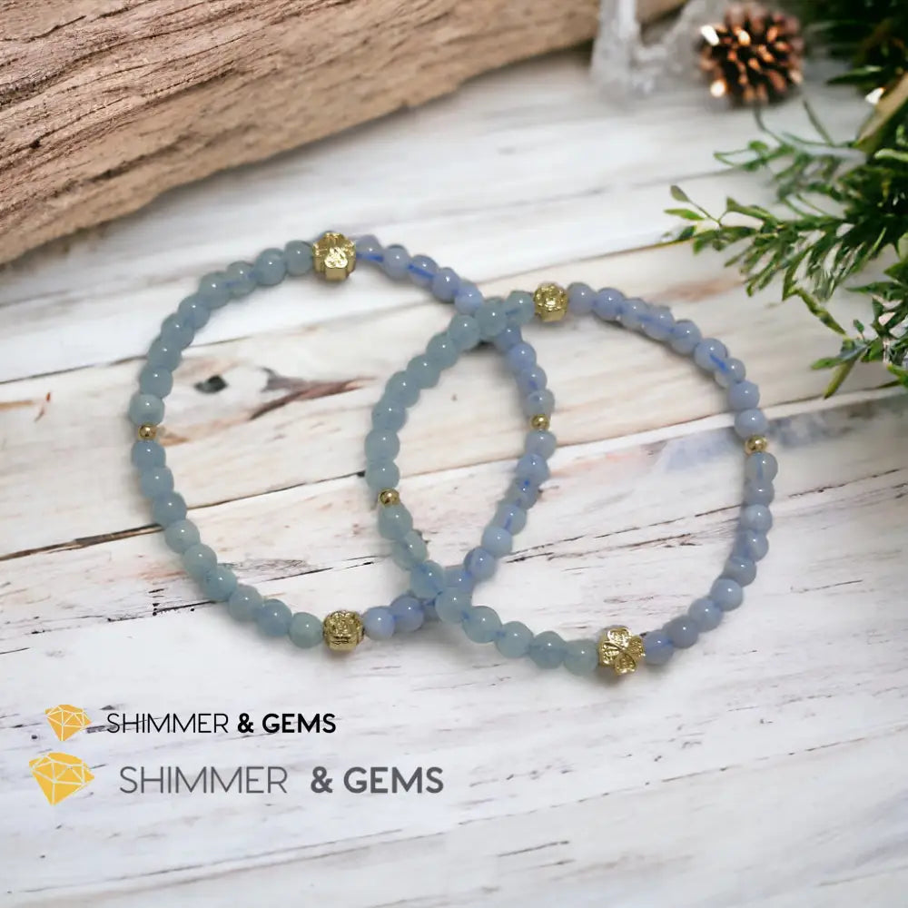 Cash Flow 4mm Bracelet (2024 Feng Shui) Aquamarine & Chalcedony Bracelets