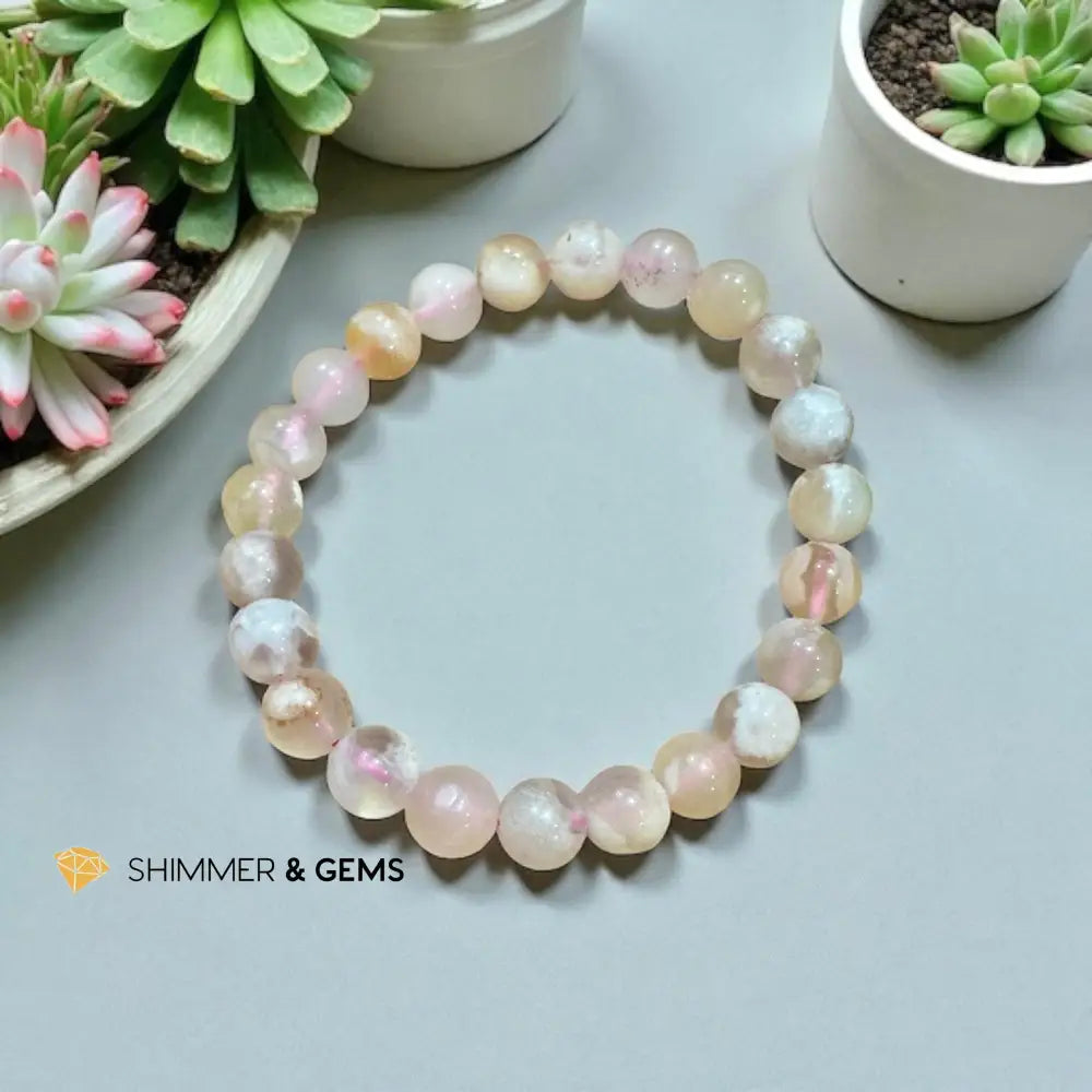 Cherry Blossom/ Sakura/ Flower Agate 8mm Bracelet Bracelets