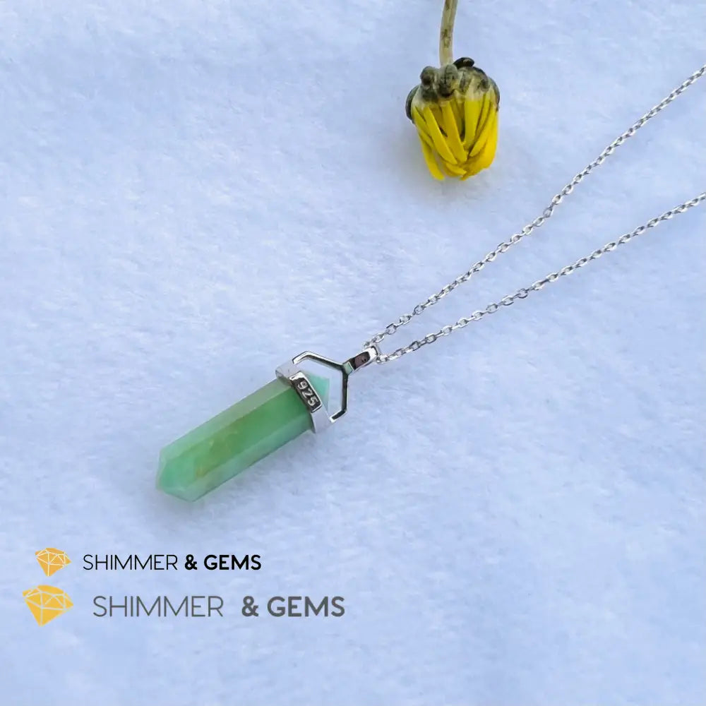 Chrysoprase Double Pointer 925 Silver Pendant Charms & Pendants