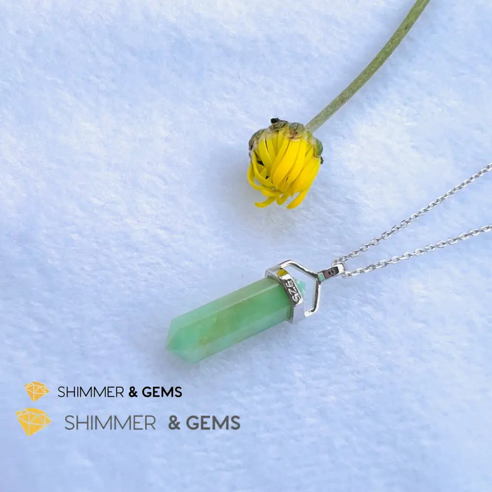 Chrysoprase Double Pointer 925 Silver Pendant Charms & Pendants
