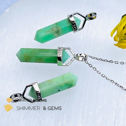 Chrysoprase Double Pointer 925 Silver Pendant Charms & Pendants