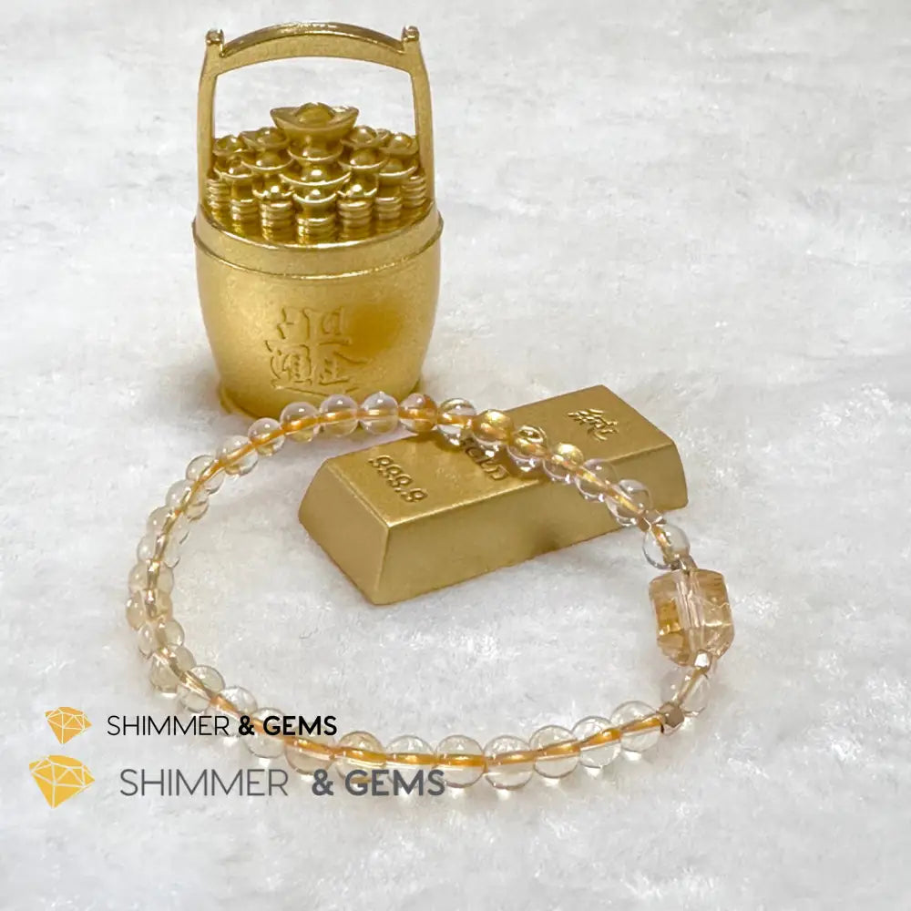 Citrine 4mm Wealth Activator Bracelet with 14k gold filled beads