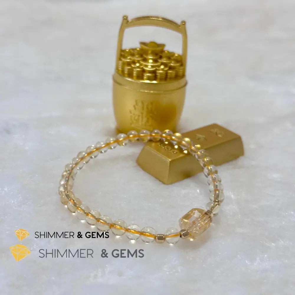 Citrine 4mm Wealth Activator Bracelet with 14k gold filled beads