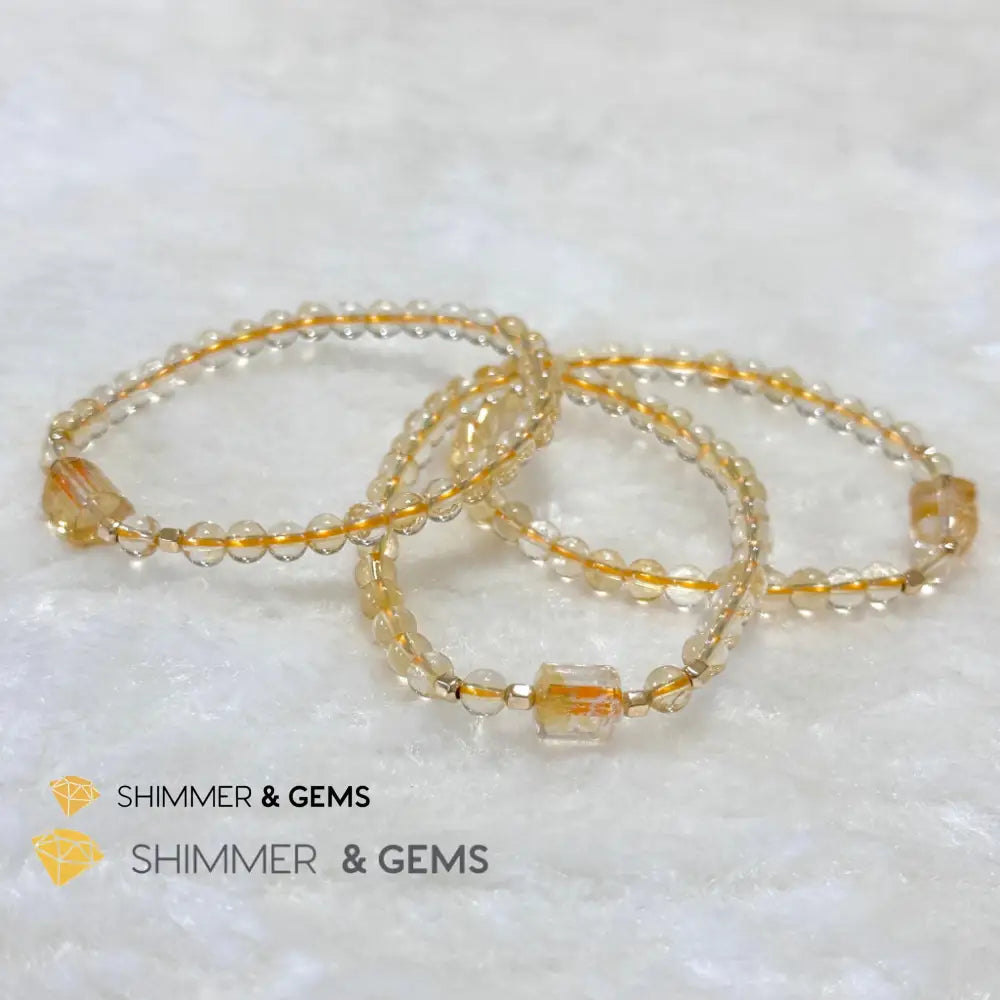 Citrine 4mm Wealth Activator Bracelet with 14k gold filled beads