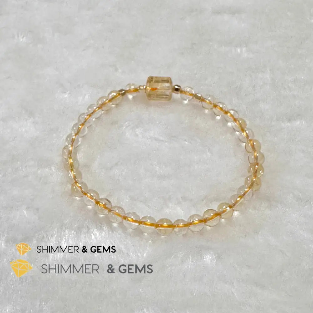 Citrine 4mm Wealth Activator Bracelet with 14k gold filled beads