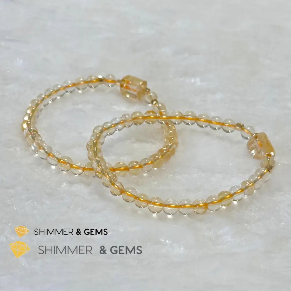 Citrine 4mm Wealth Activator Bracelet with 14k gold filled beads
