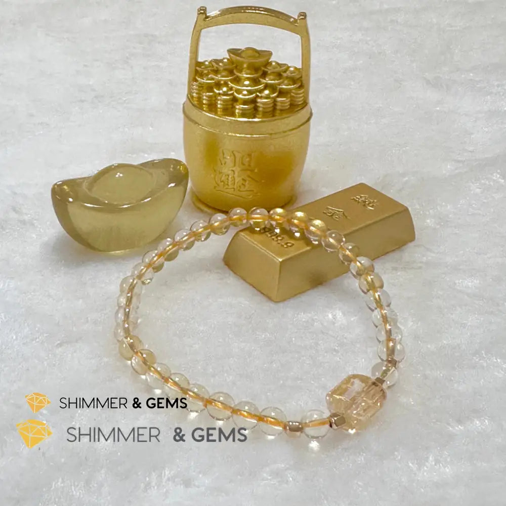 Citrine 4mm Wealth Activator Bracelet with 14k gold filled beads