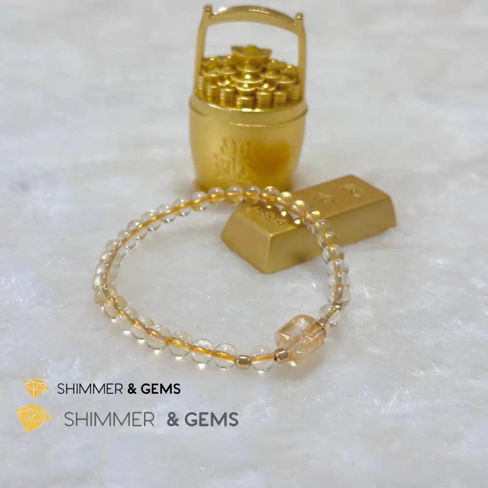 Citrine 4mm Wealth Activator Bracelet with 14k gold filled beads