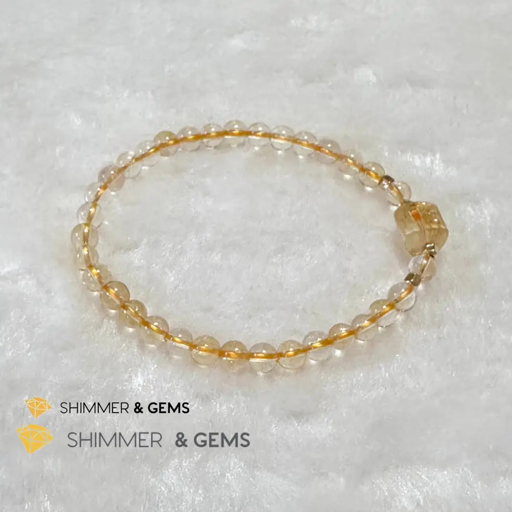 Citrine 4mm Wealth Activator Bracelet with 14k gold filled beads
