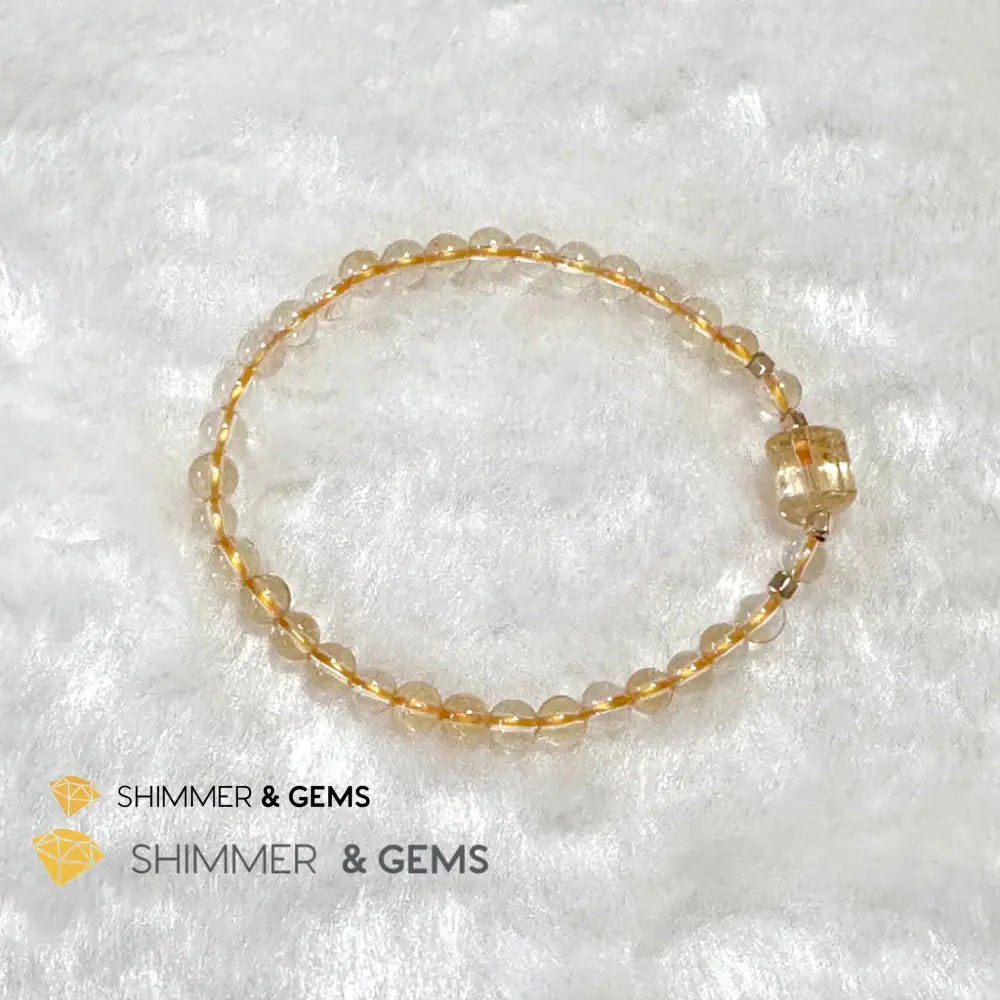 Citrine 4mm Wealth Activator Bracelet with 14k gold filled beads