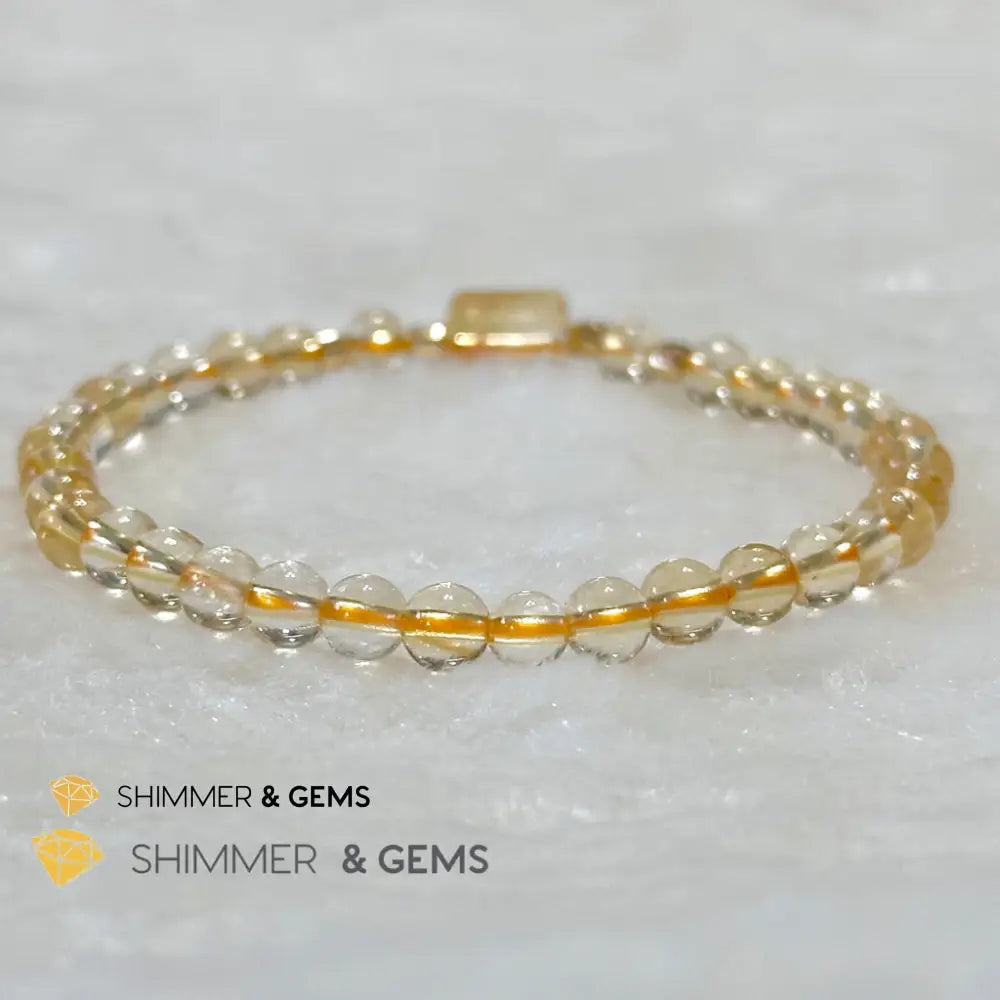 Citrine 4mm Wealth Activator Bracelet with 14k gold filled beads