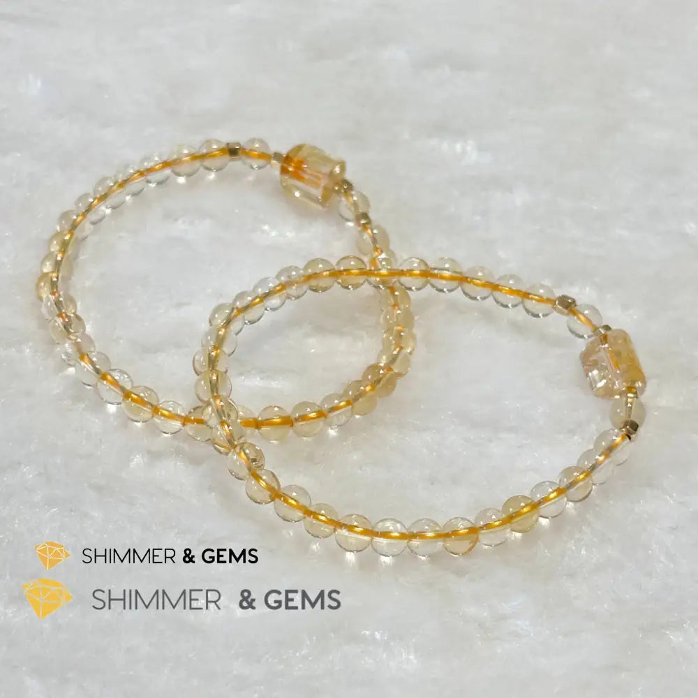 Citrine 4mm Wealth Activator Bracelet with 14k gold filled beads