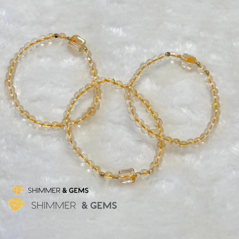Citrine 4mm Wealth Activator Bracelet with 14k gold filled beads