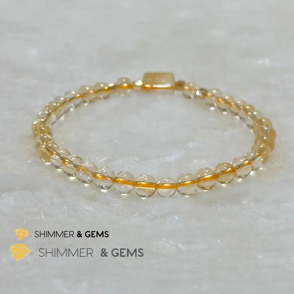 Citrine 4mm Wealth Activator Bracelet with 14k gold filled beads
