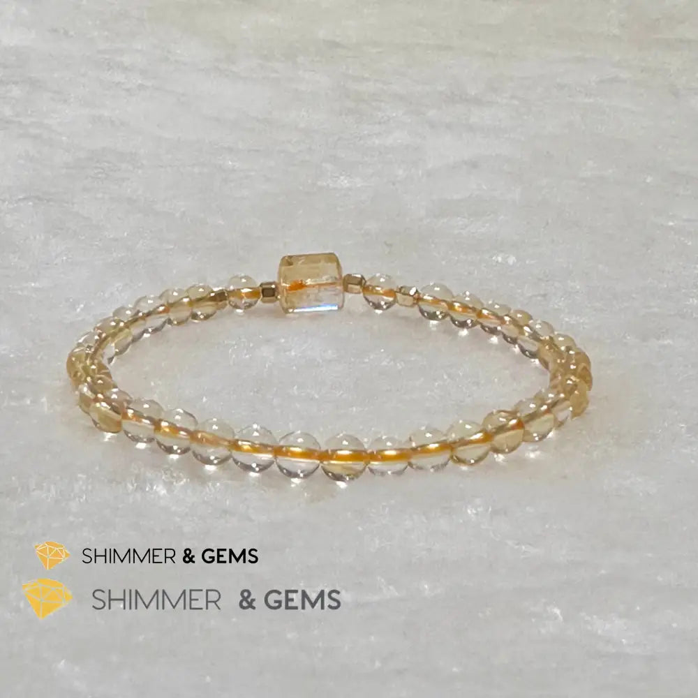 Citrine 4mm Wealth Activator Bracelet with 14k gold filled beads
