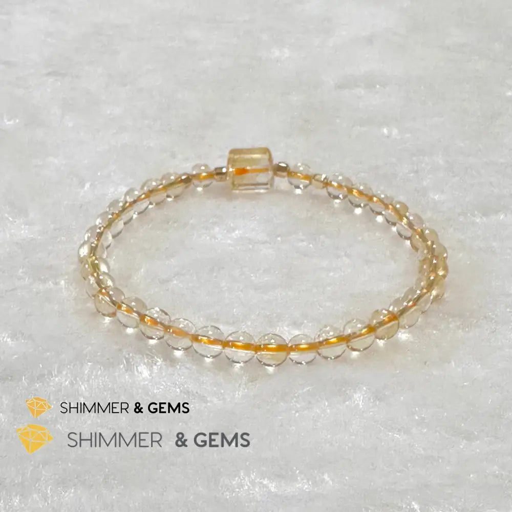 Citrine 4mm Wealth Activator Bracelet with 14k gold filled beads