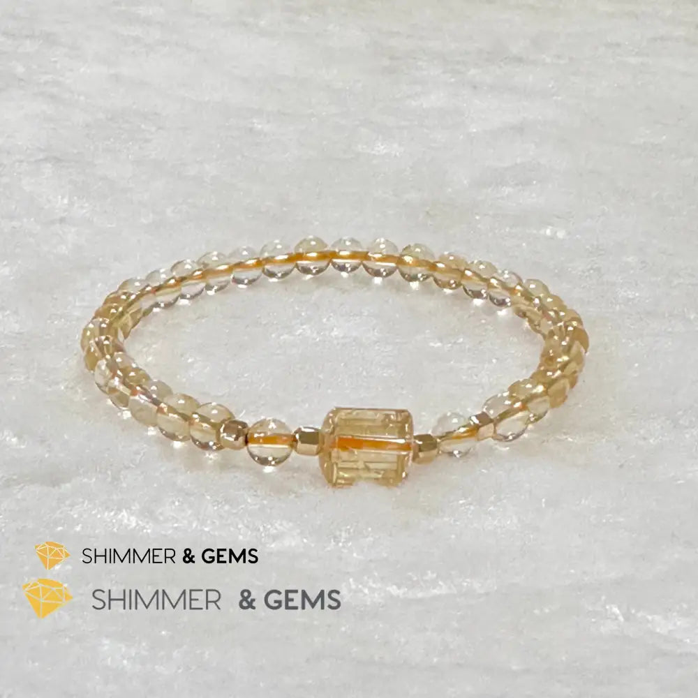 Citrine 4mm Wealth Activator Bracelet with 14k gold filled beads