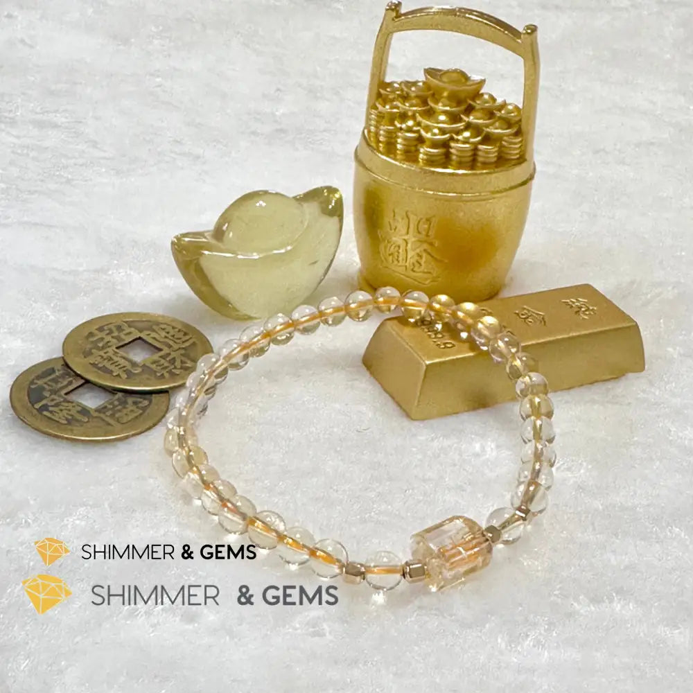 Citrine 4mm Wealth Activator Bracelet with 14k gold filled beads