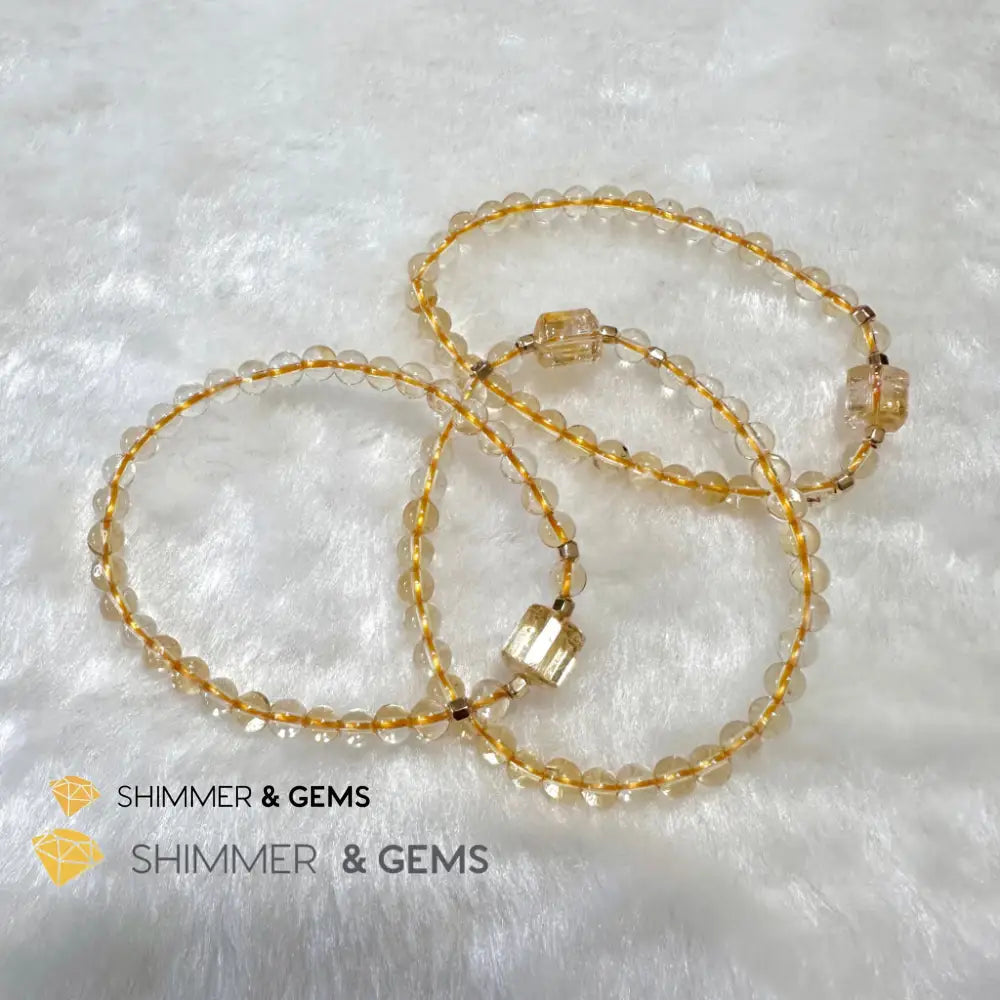 Citrine 4mm Wealth Activator Bracelet with 14k gold filled beads