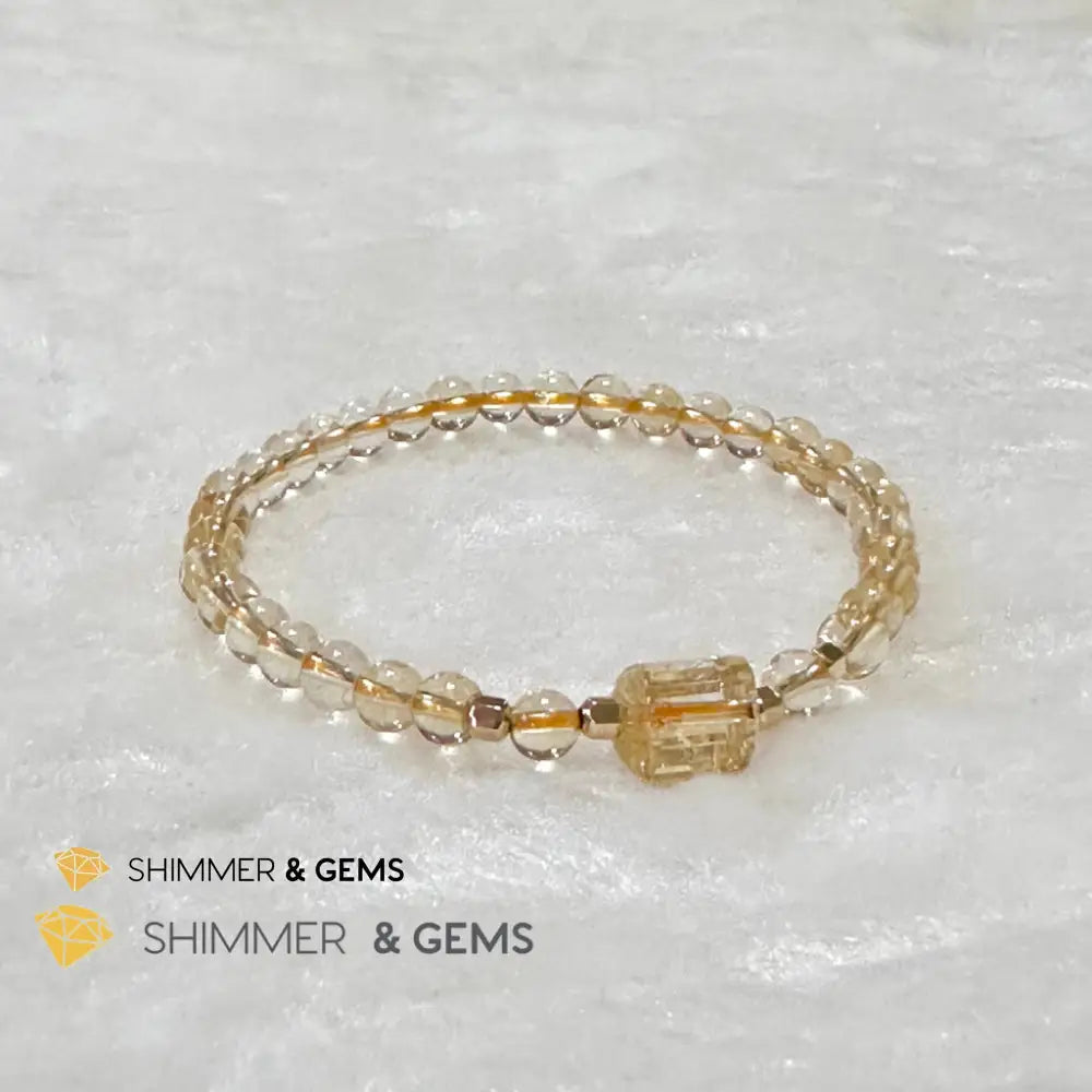 Citrine 4mm Wealth Activator Bracelet with 14k gold filled beads