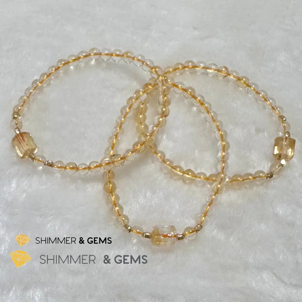 Citrine 4mm Wealth Activator Bracelet with 14k gold filled beads