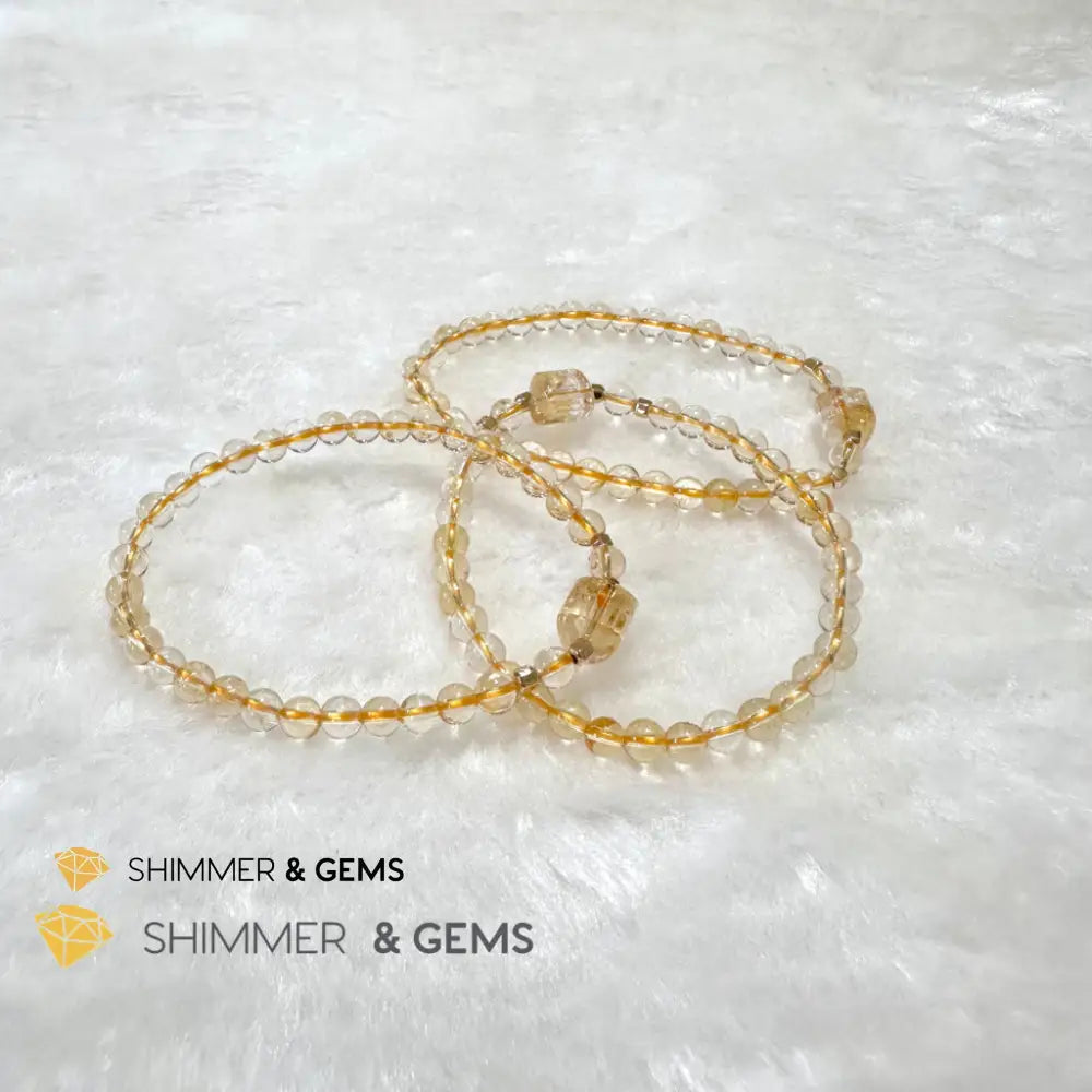 Citrine 4mm Wealth Activator Bracelet with 14k gold filled beads