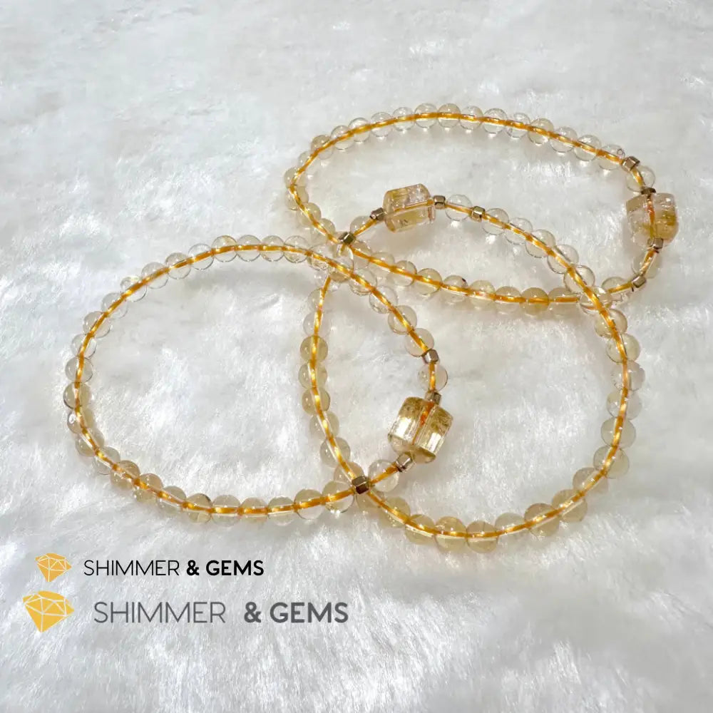 Citrine 4mm Wealth Activator Bracelet with 14k gold filled beads