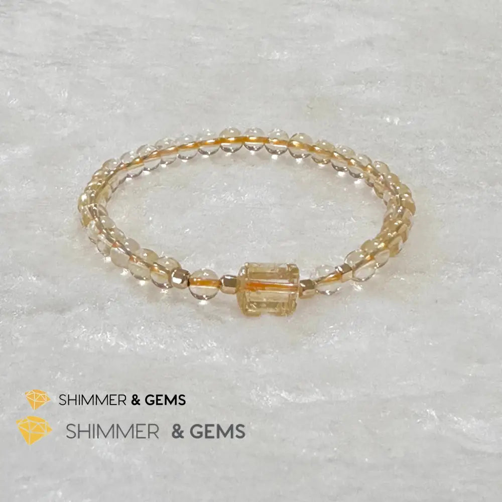 Citrine 4mm Wealth Activator Bracelet with 14k gold filled beads