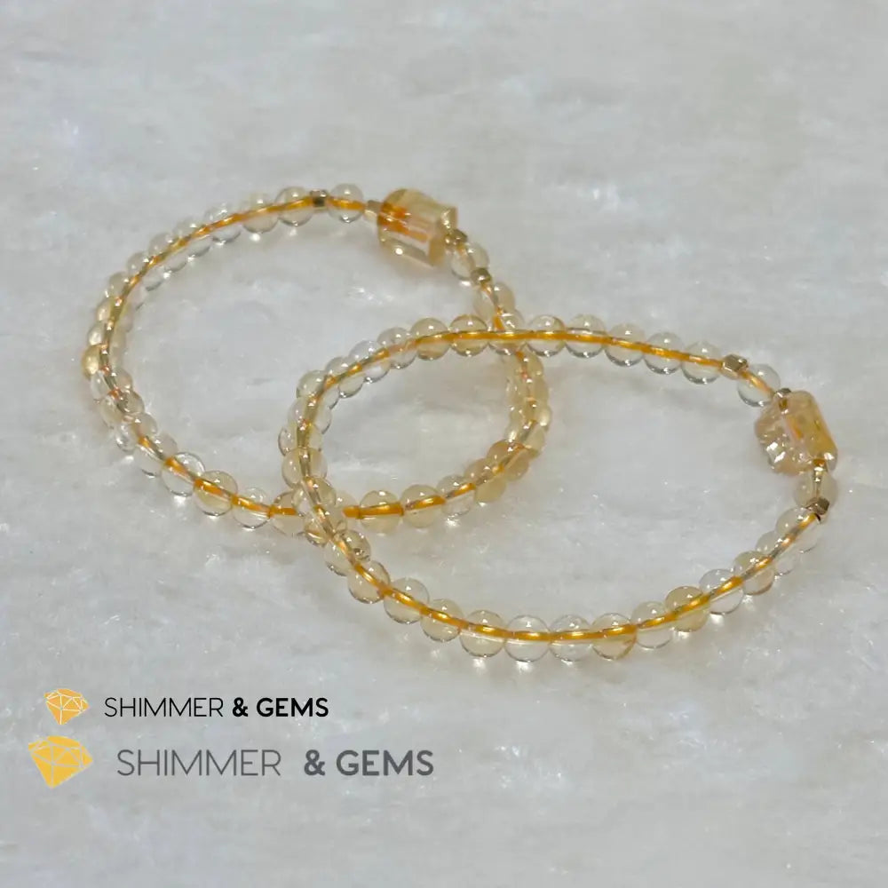 Citrine 4mm Wealth Activator Bracelet with 14k gold filled beads