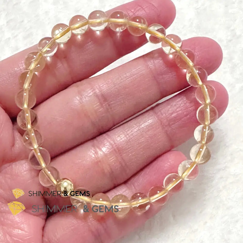 Citrine 6mm Bracelet with 14k gold filled bead 5.5” Bracelets